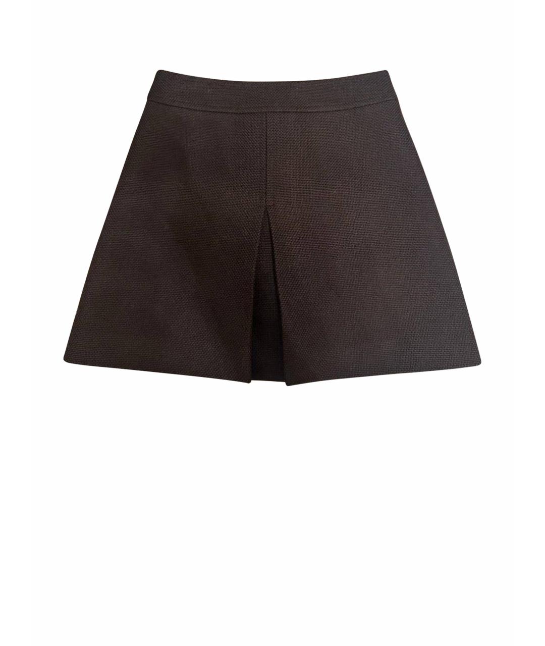 CELINE Коричневая шерстяная юбка мини, фото 1
