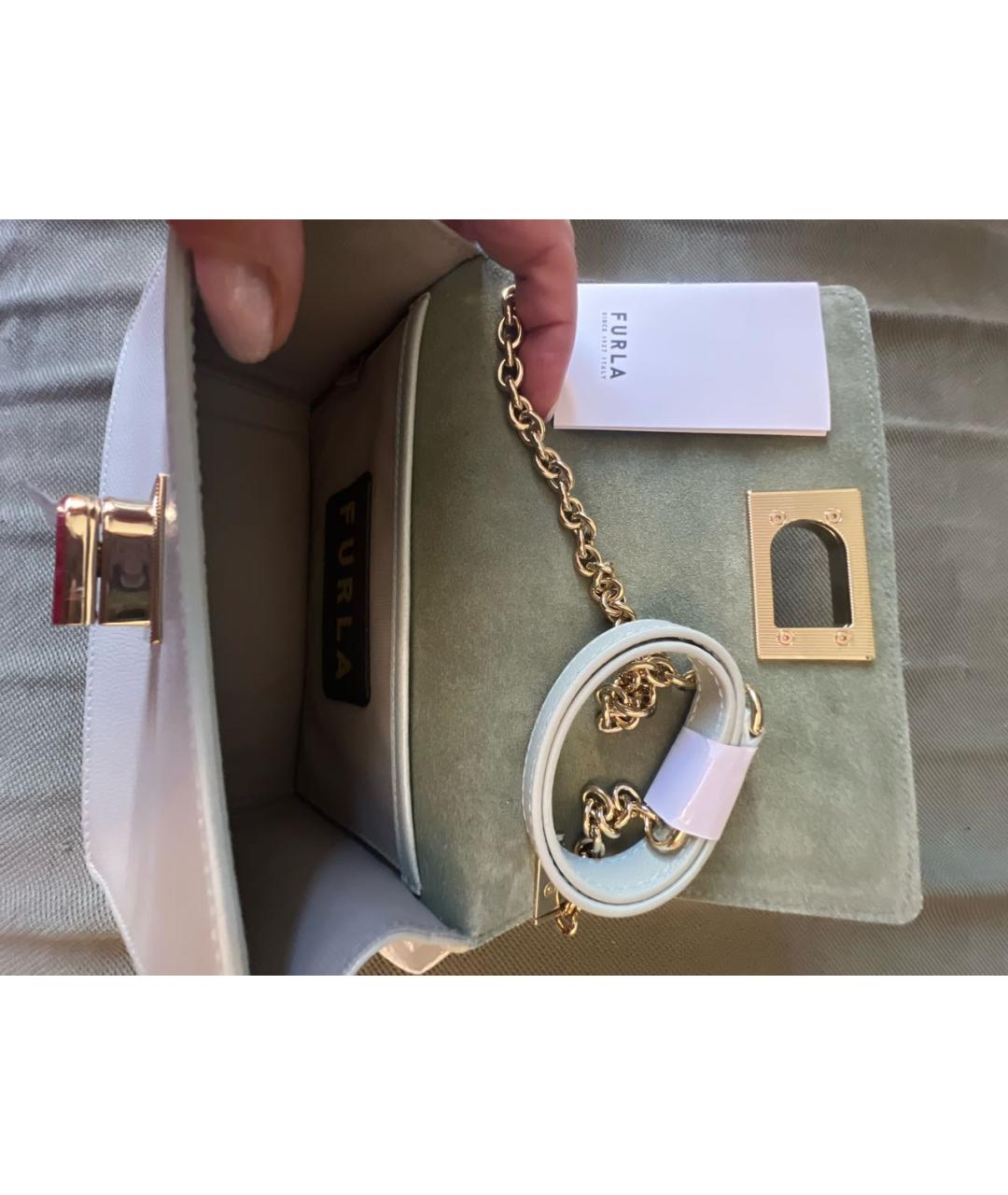 FURLA Зеленая кожаная сумка через плечо, фото 6