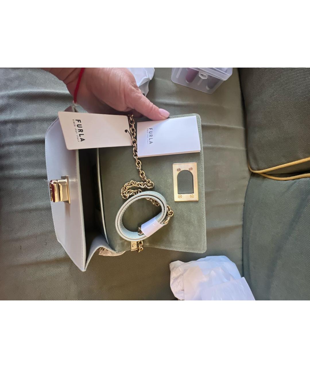 FURLA Зеленая кожаная сумка через плечо, фото 5