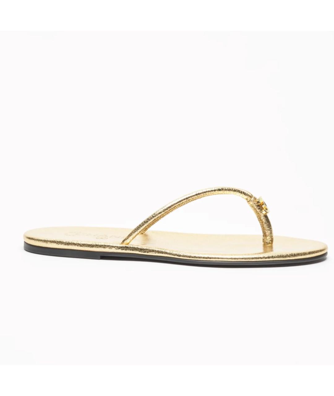 CHANEL Золотые кожаные шлепанцы, фото 5
