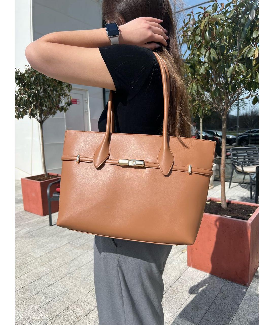 FURLA Коричневая кожаная сумка тоут, фото 5