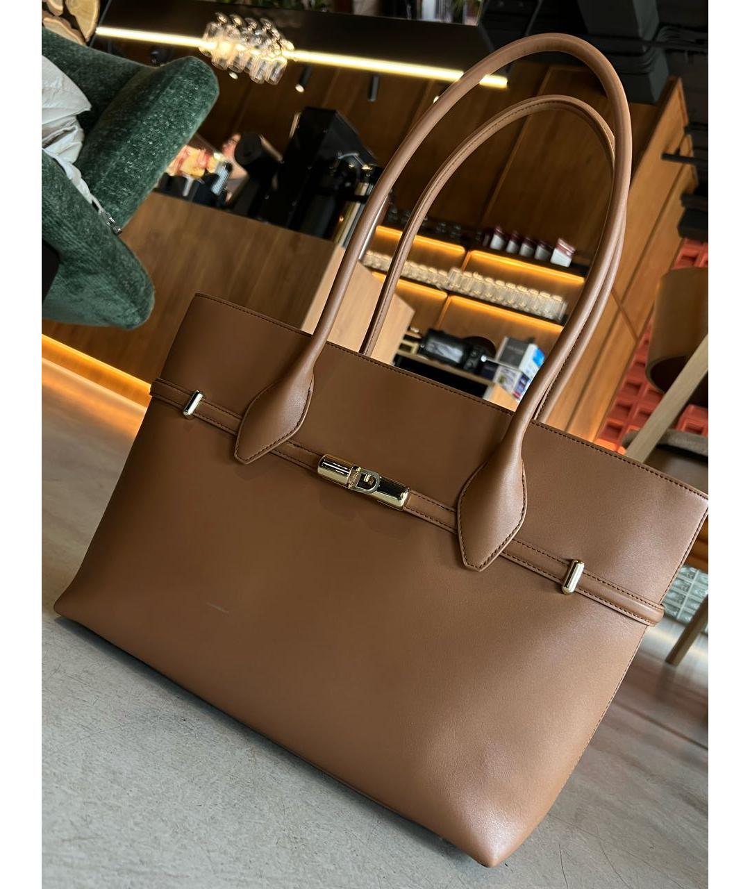 FURLA Коричневая кожаная сумка тоут, фото 2