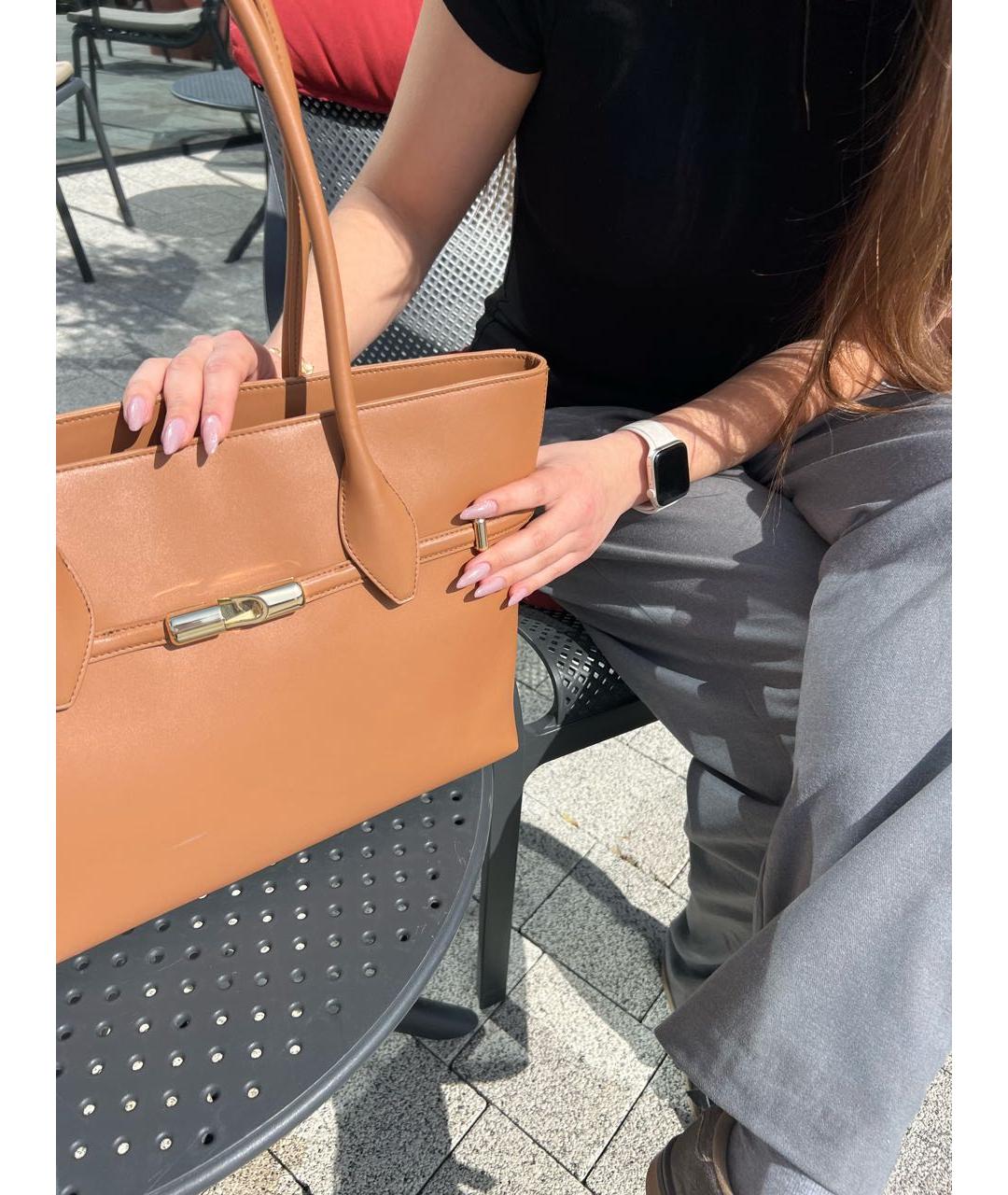 FURLA Коричневая кожаная сумка тоут, фото 8