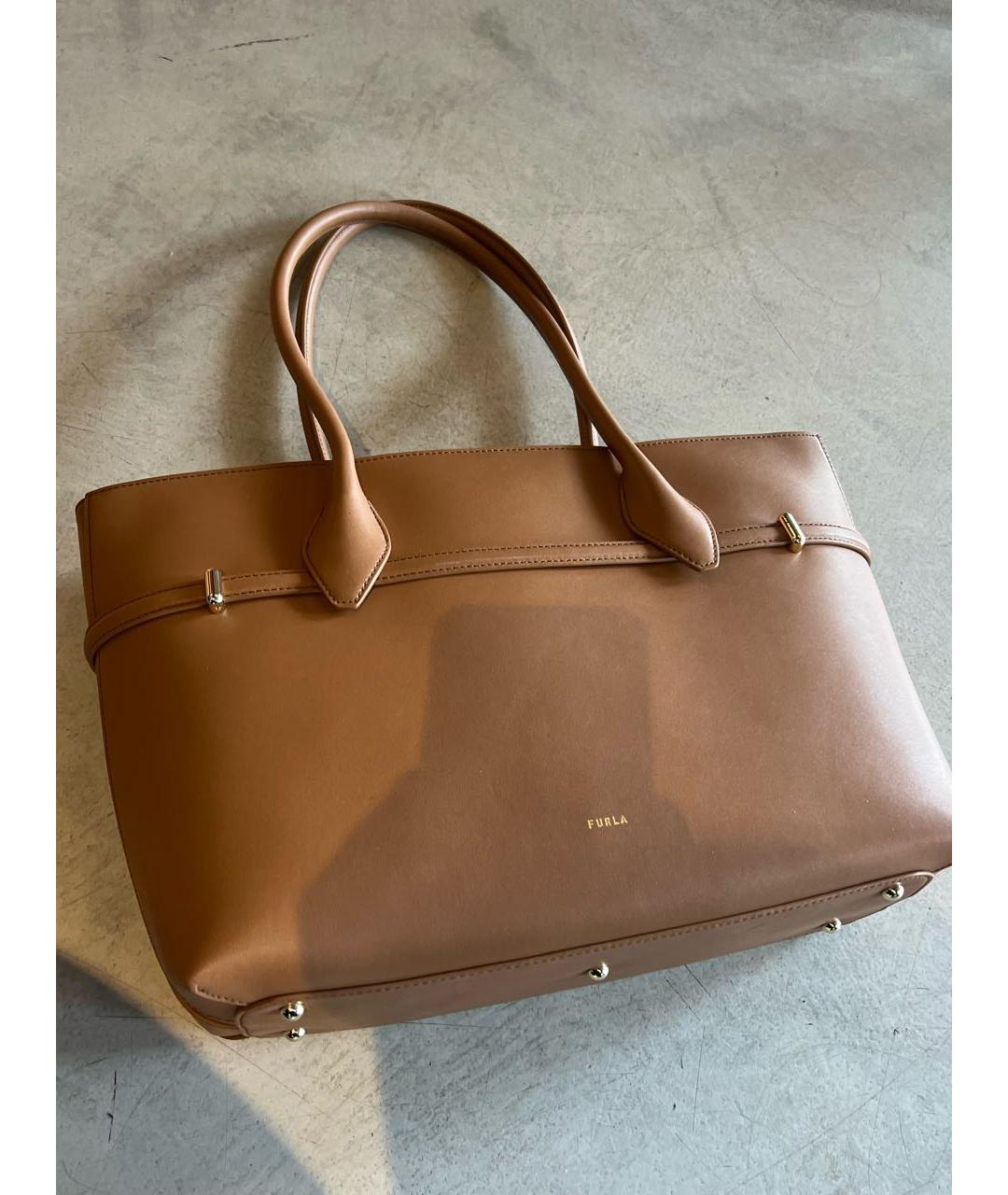 FURLA Коричневая кожаная сумка тоут, фото 3