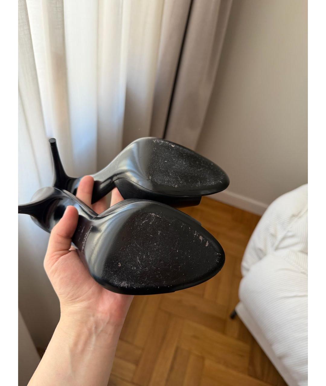 SAINT LAURENT Черные кожаные мюли, фото 6