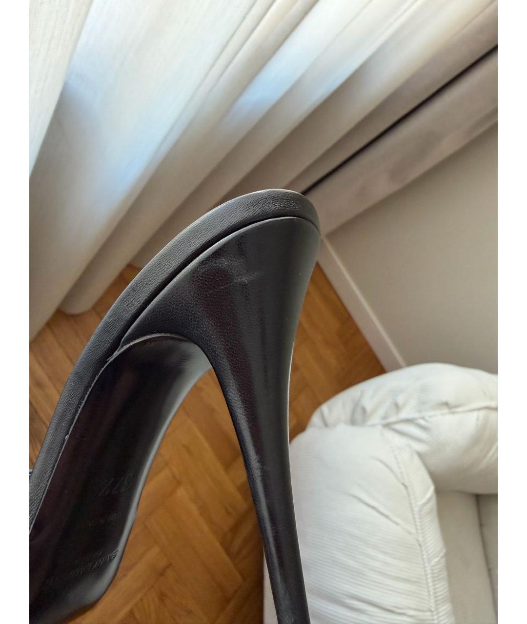 SAINT LAURENT Черные кожаные мюли, фото 7