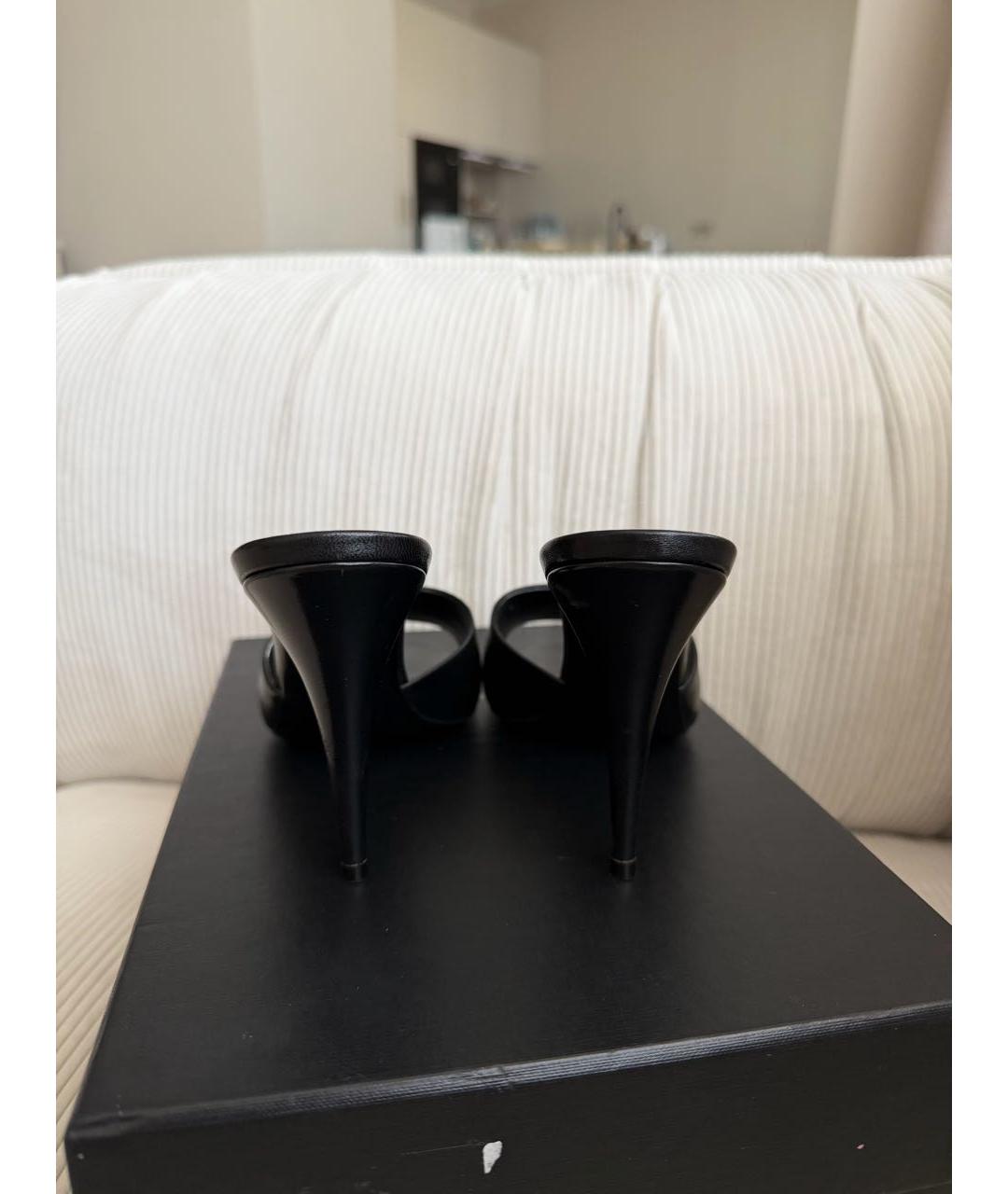 SAINT LAURENT Черные кожаные мюли, фото 4