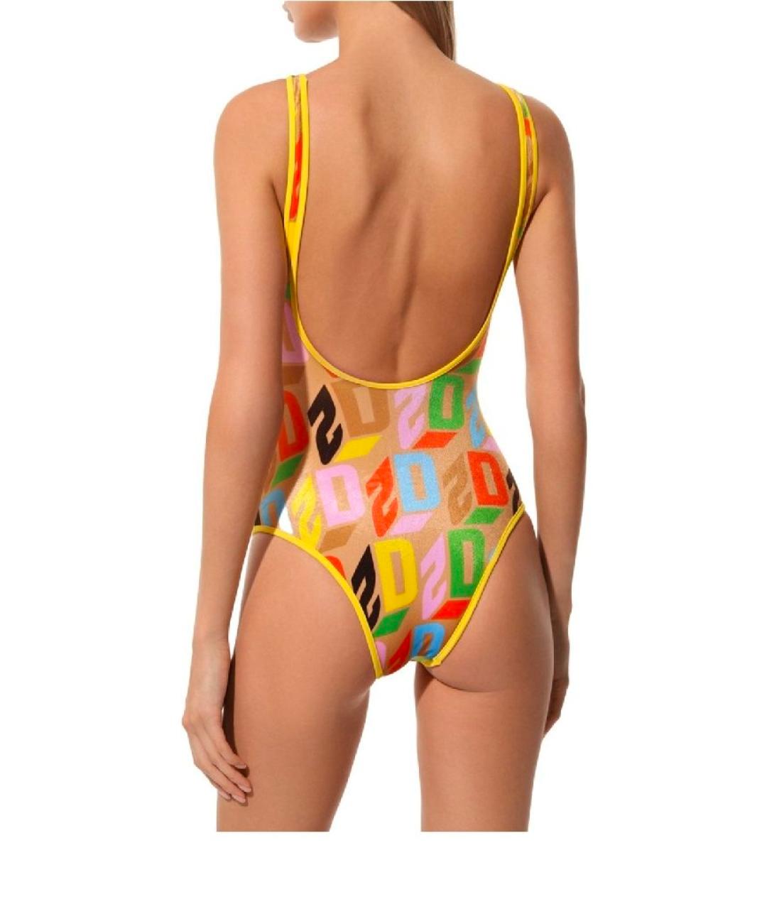 DSQUARED2 Желтый полиэстеровый купальник, фото 2