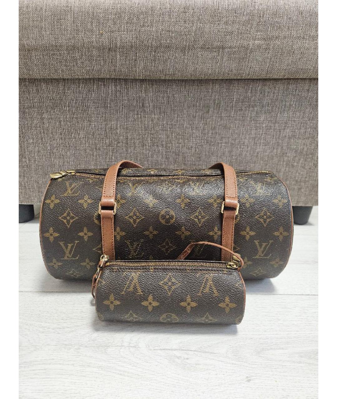 LOUIS VUITTON Коричневая кожаная сумка с короткими ручками, фото 2