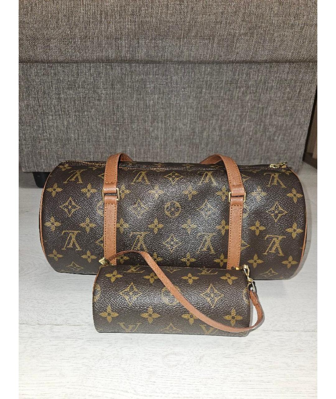 LOUIS VUITTON Коричневая кожаная сумка с короткими ручками, фото 4