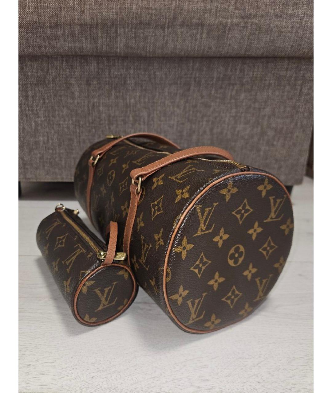 LOUIS VUITTON Коричневая кожаная сумка с короткими ручками, фото 3