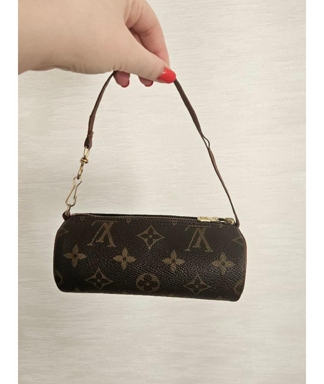 LOUIS VUITTON Коричневая кожаная сумка с короткими ручками, фото 8