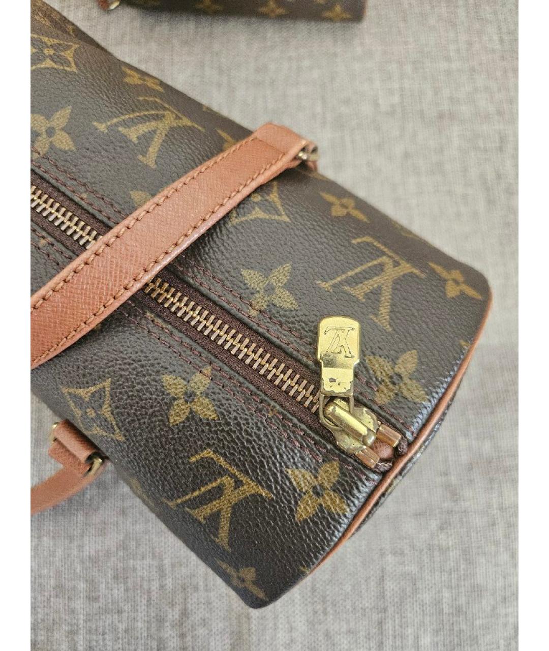 LOUIS VUITTON Коричневая кожаная сумка с короткими ручками, фото 5