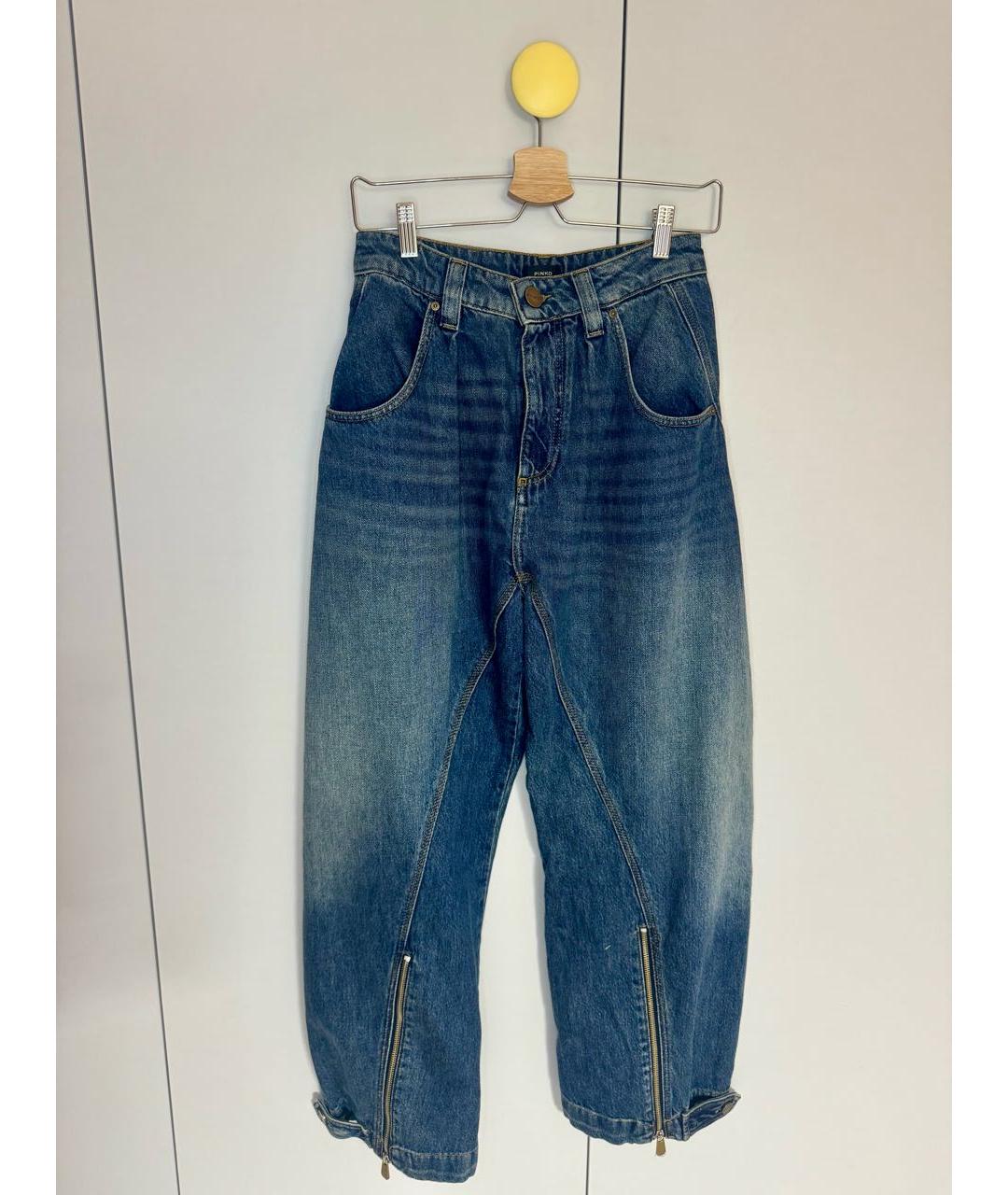 PINKO Синие хлопковые прямые джинсы, фото 9