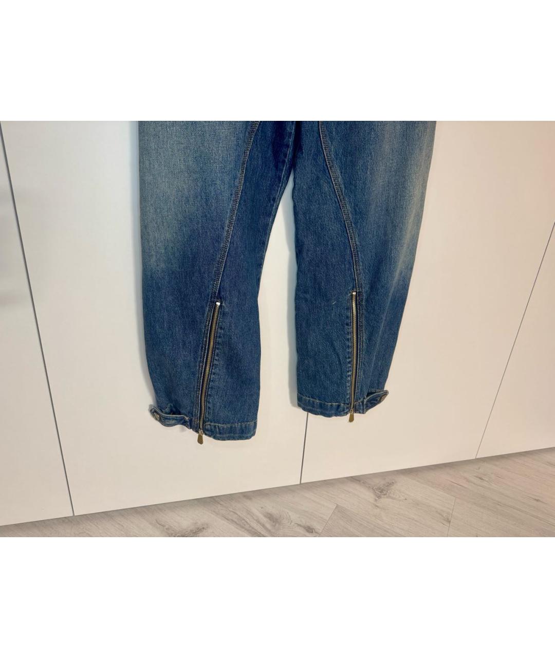 PINKO Синие хлопковые прямые джинсы, фото 2