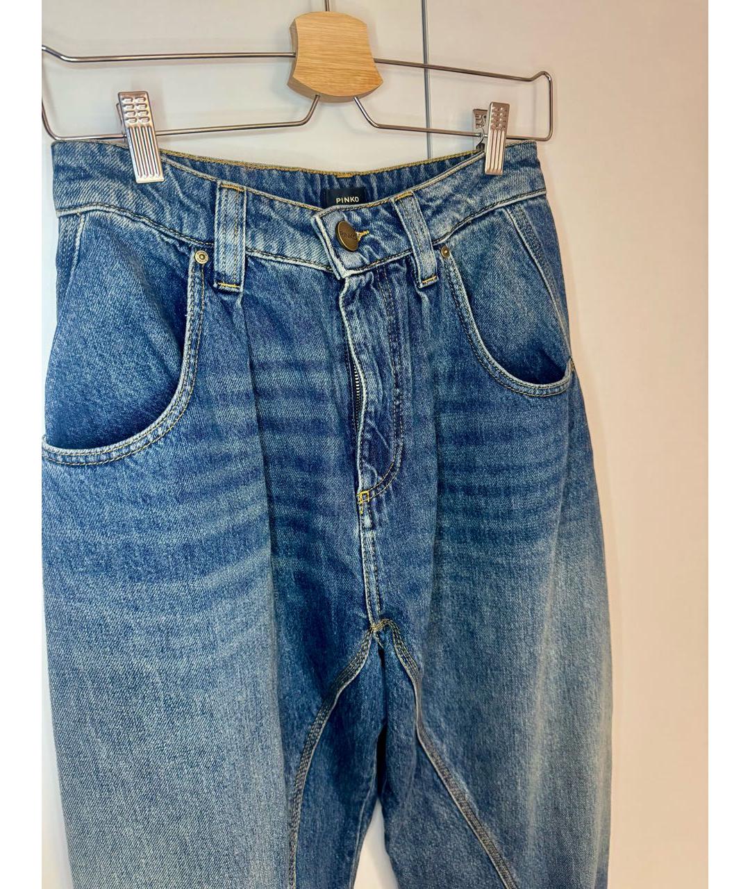 PINKO Синие хлопковые прямые джинсы, фото 3