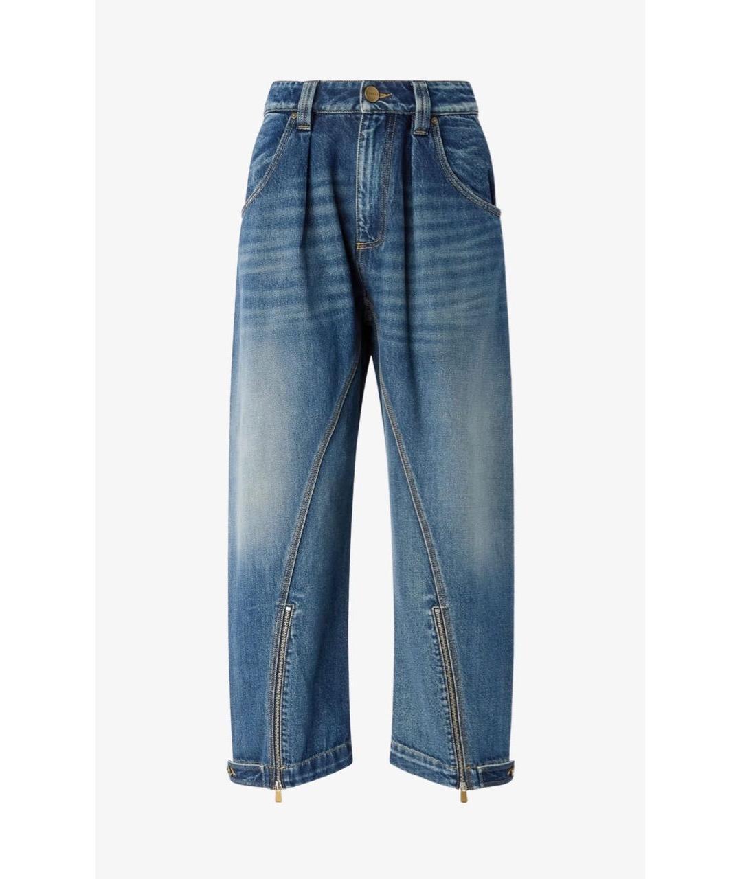 PINKO Синие хлопковые прямые джинсы, фото 5