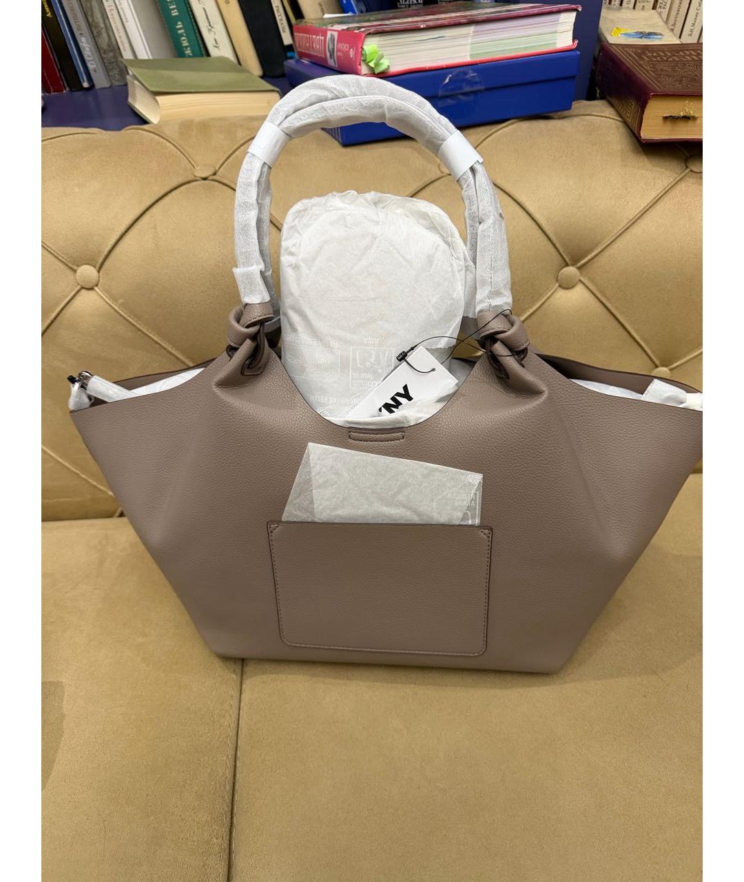 DKNY Бежевая сумка тоут из искусственной кожи, фото 3