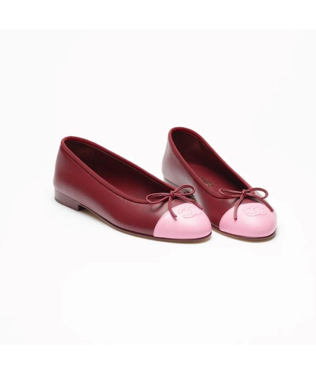 CHANEL Бордовые кожаные балетки, фото 2