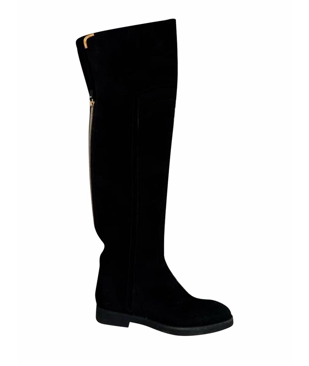 LOUIS VUITTON Черные замшевые ботфорты, фото 1