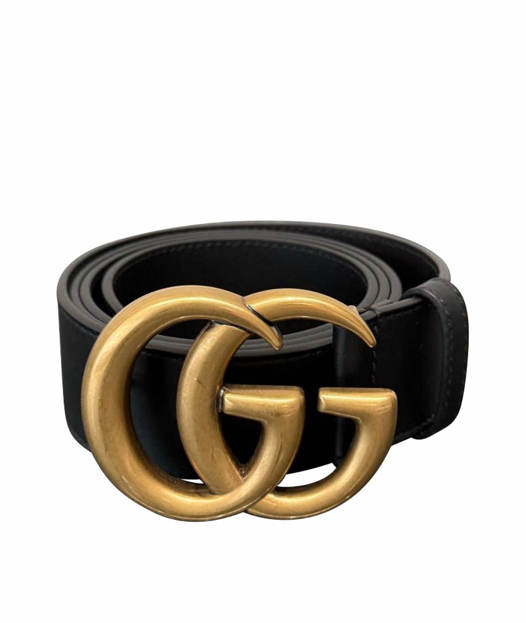 GUCCI Черный кожаный ремень, фото 1