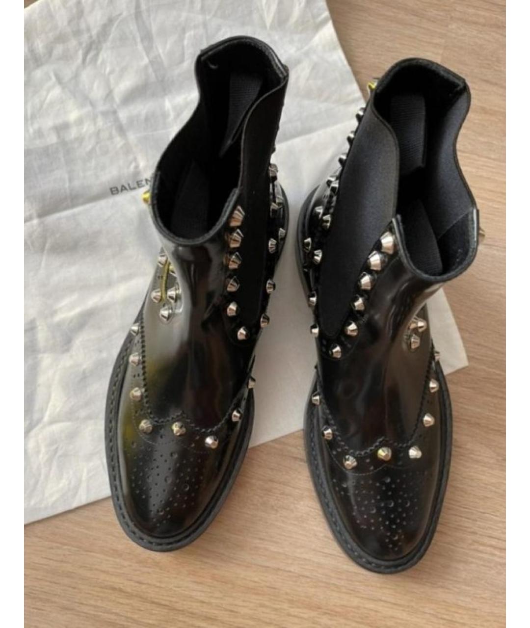BALENCIAGA Черные кожаные ботинки, фото 4