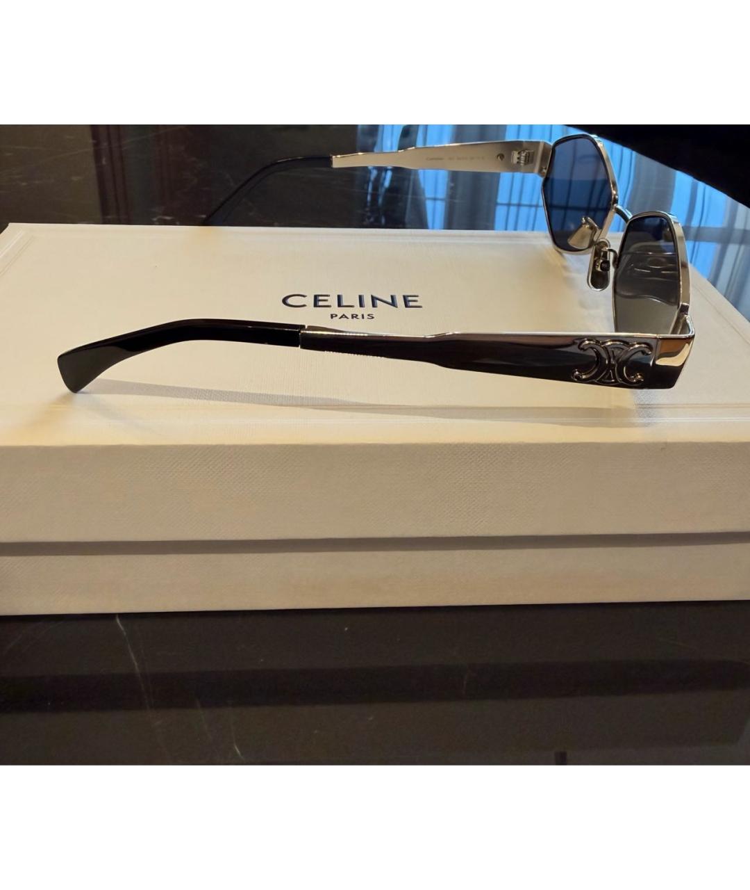 CELINE Черные металлические солнцезащитные очки, фото 3