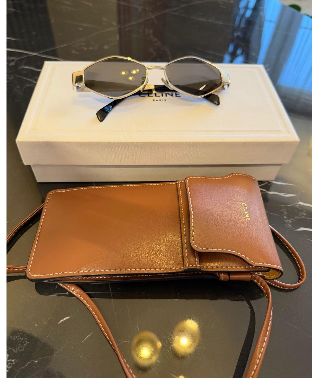 CELINE Черные металлические солнцезащитные очки, фото 2