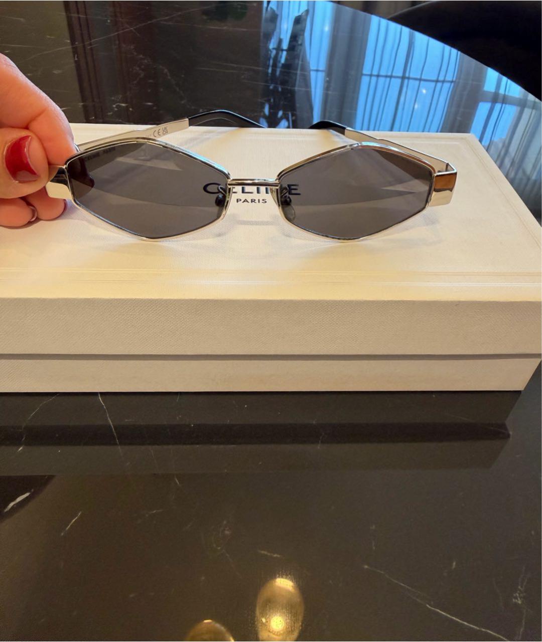 CELINE Черные металлические солнцезащитные очки, фото 4