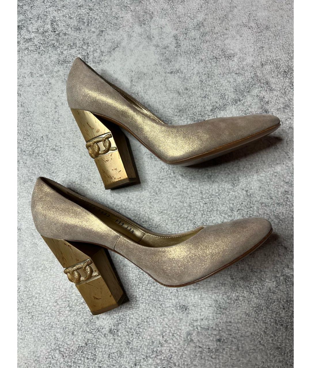 CASADEI Золотые кожаные туфли, фото 4