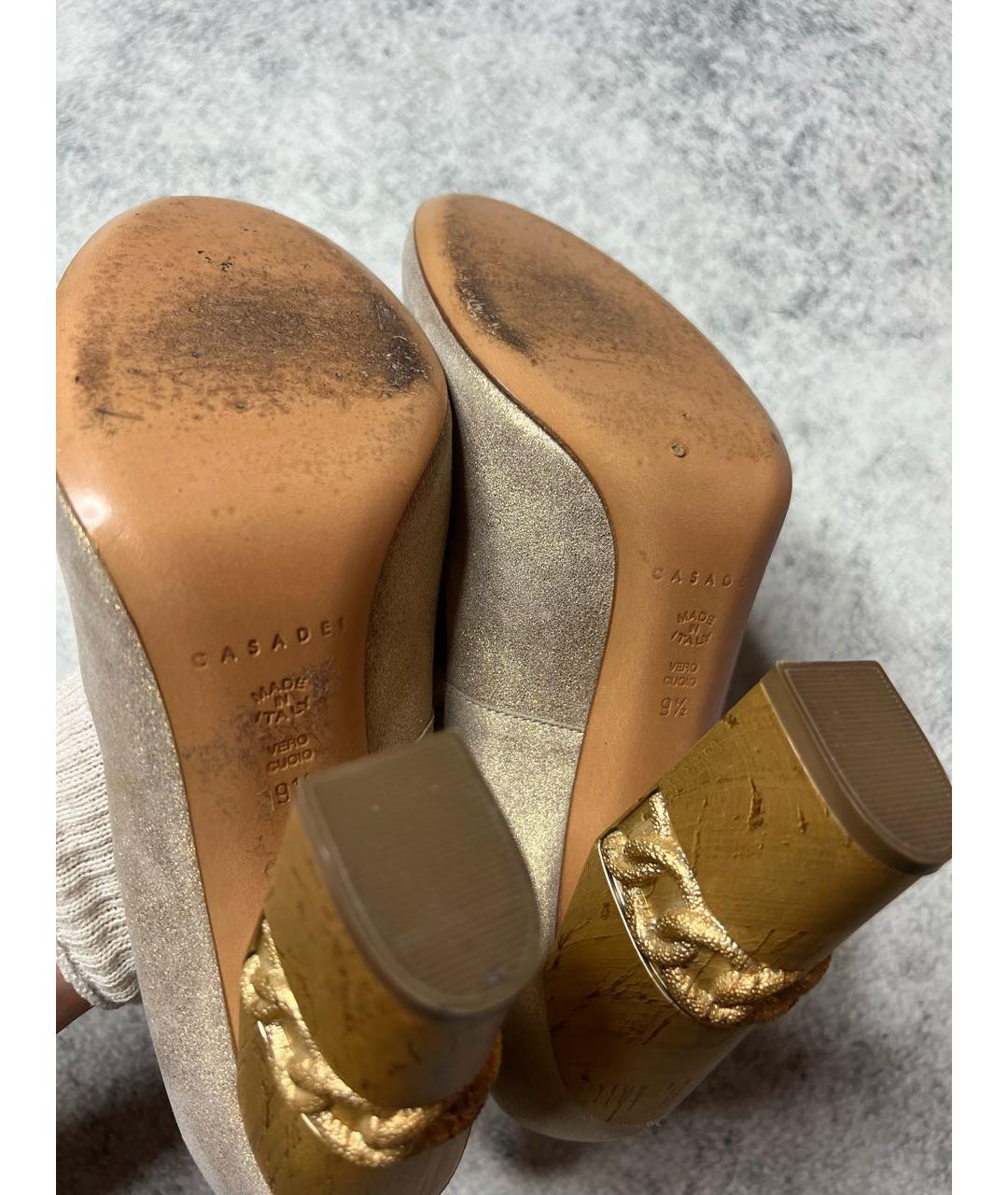 CASADEI Золотые кожаные туфли, фото 8