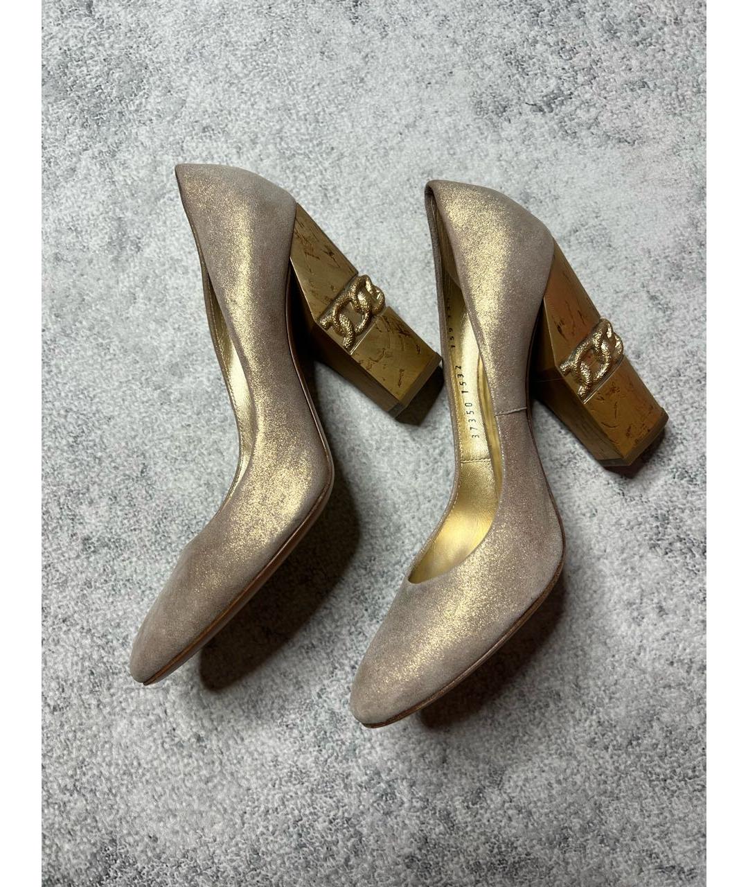 CASADEI Золотые кожаные туфли, фото 5