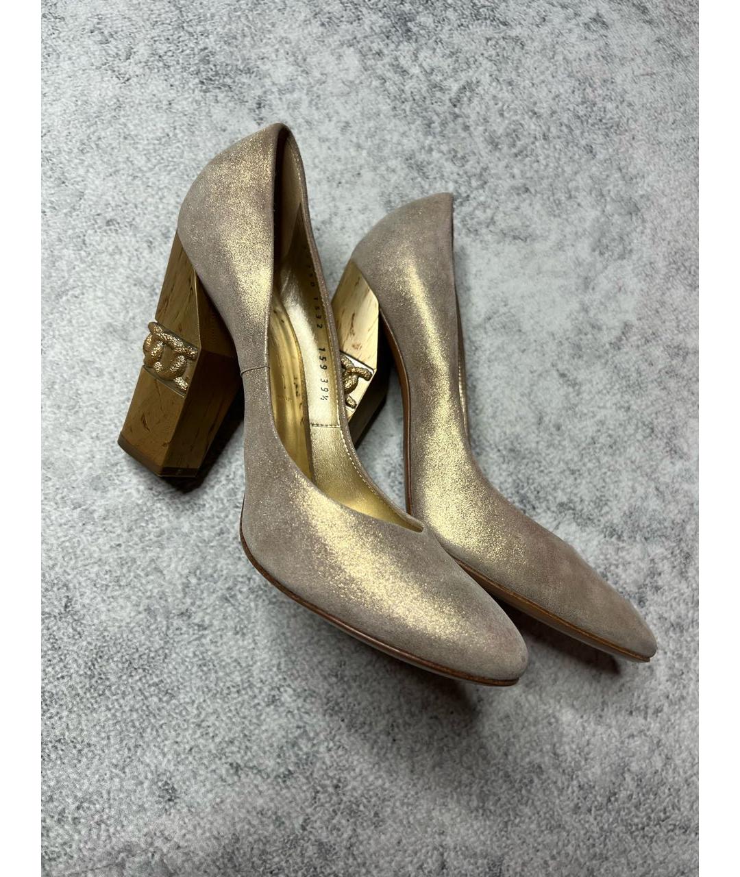 CASADEI Золотые кожаные туфли, фото 3