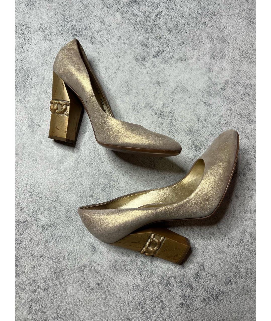 CASADEI Золотые кожаные туфли, фото 2