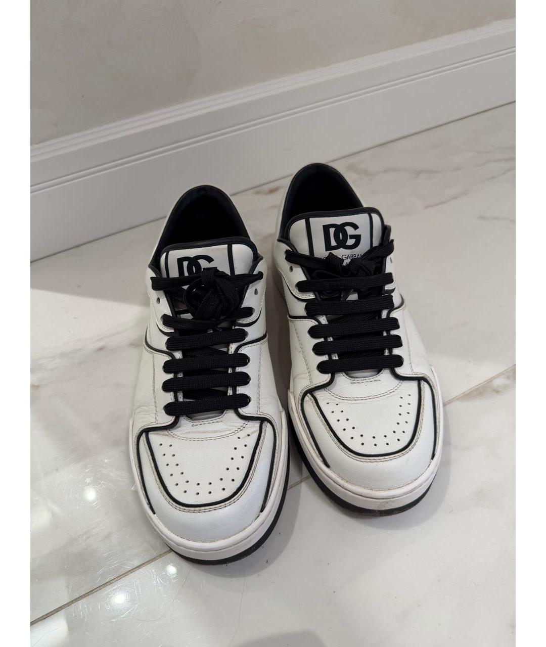 DOLCE&GABBANA Белые кожаные кеды, фото 4