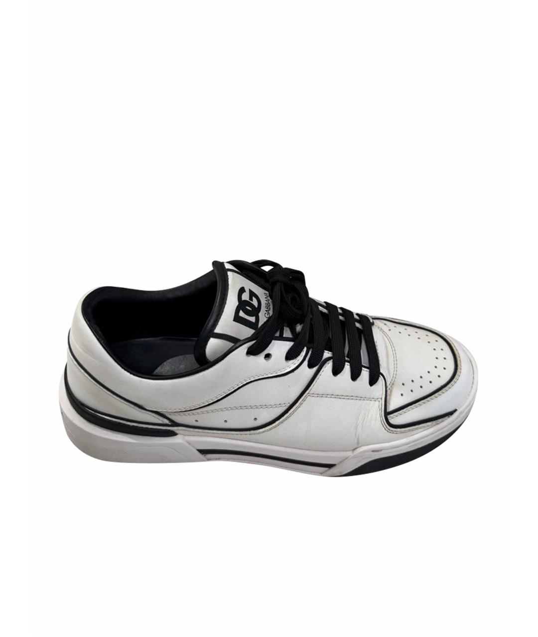 DOLCE&GABBANA Белые кожаные кеды, фото 1