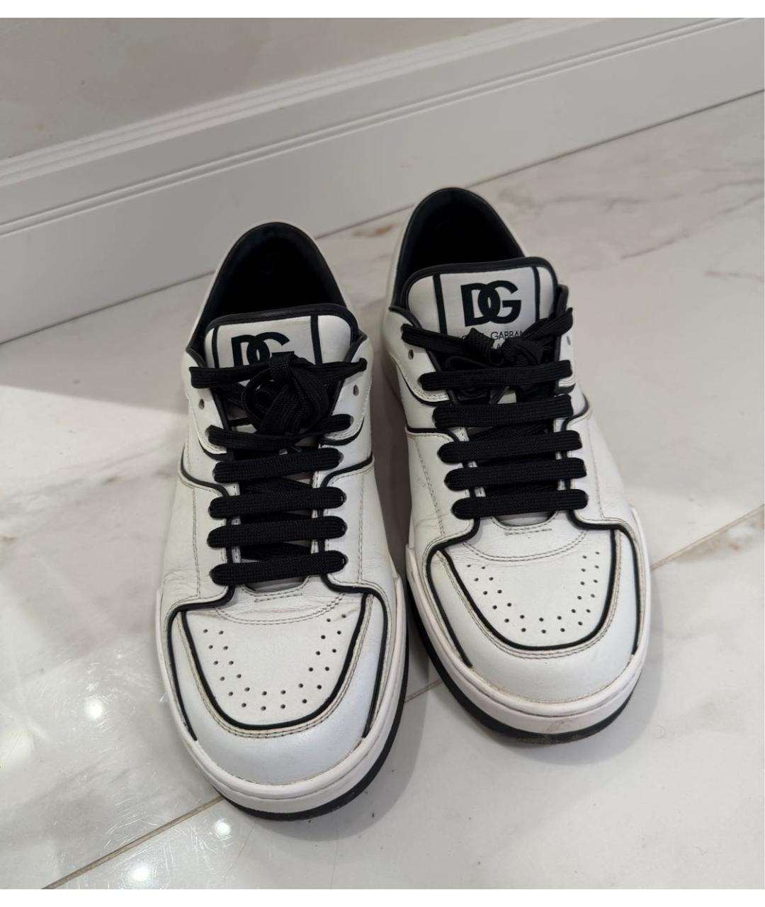 DOLCE&GABBANA Белые кожаные кеды, фото 5