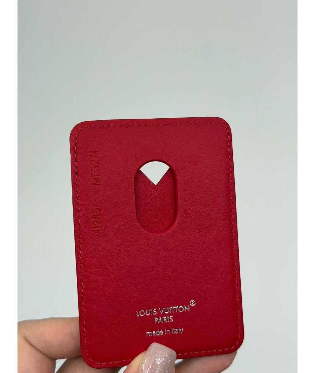 LOUIS VUITTON Красный кожаный кардхолдер, фото 3
