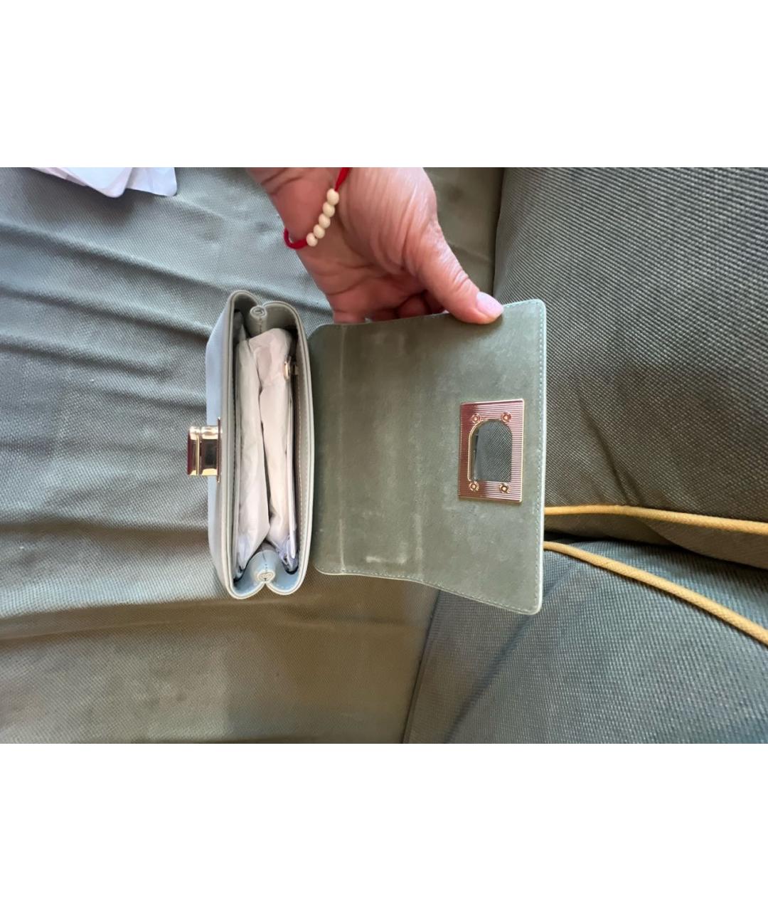 FURLA Голубая кожаная сумка с короткими ручками, фото 5