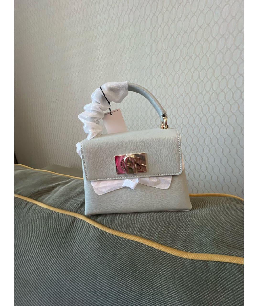 FURLA Голубая кожаная сумка с короткими ручками, фото 9