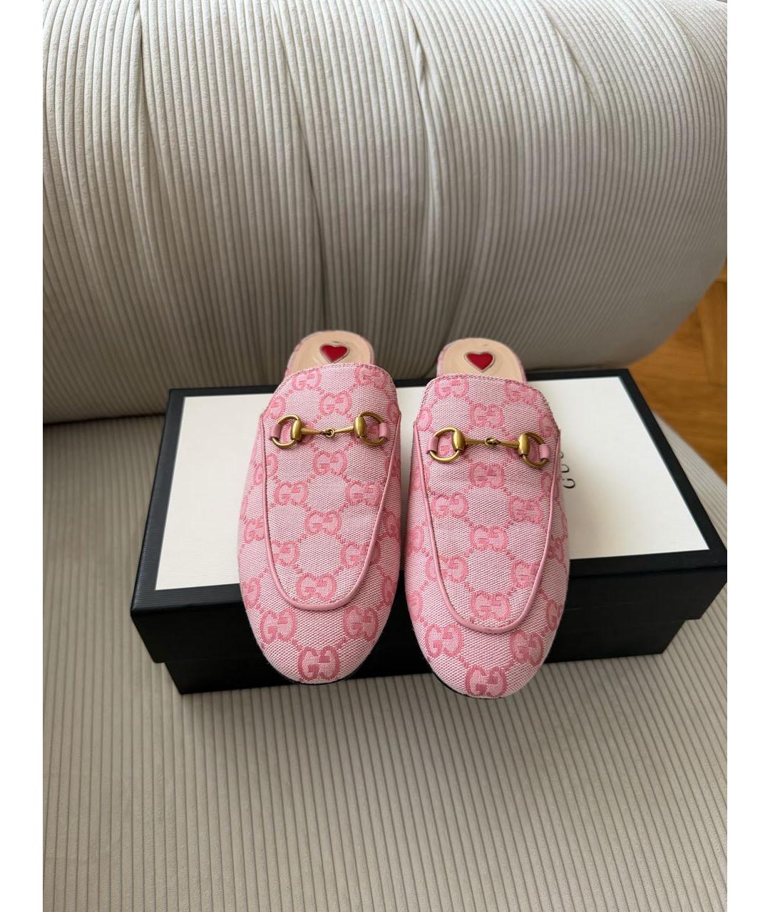 GUCCI Розовые текстильные мюли, фото 2