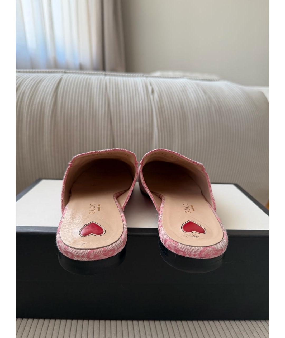 GUCCI Розовые текстильные мюли, фото 4