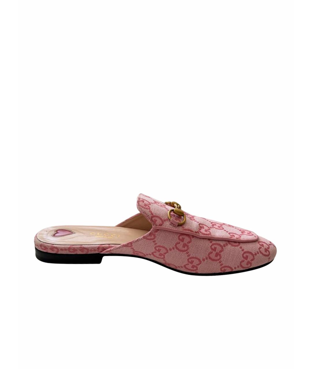 GUCCI Розовые текстильные мюли, фото 1