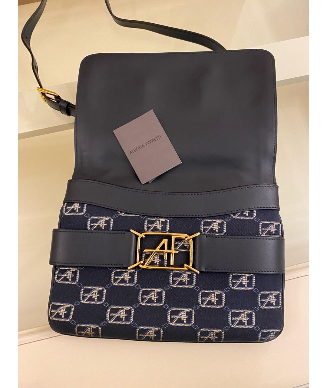 ALBERTA FERRETTI Темно-синяя кожаная сумка через плечо, фото 6