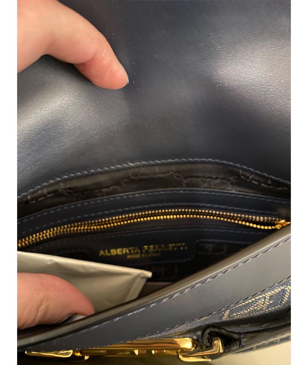 ALBERTA FERRETTI Темно-синяя кожаная сумка через плечо, фото 7