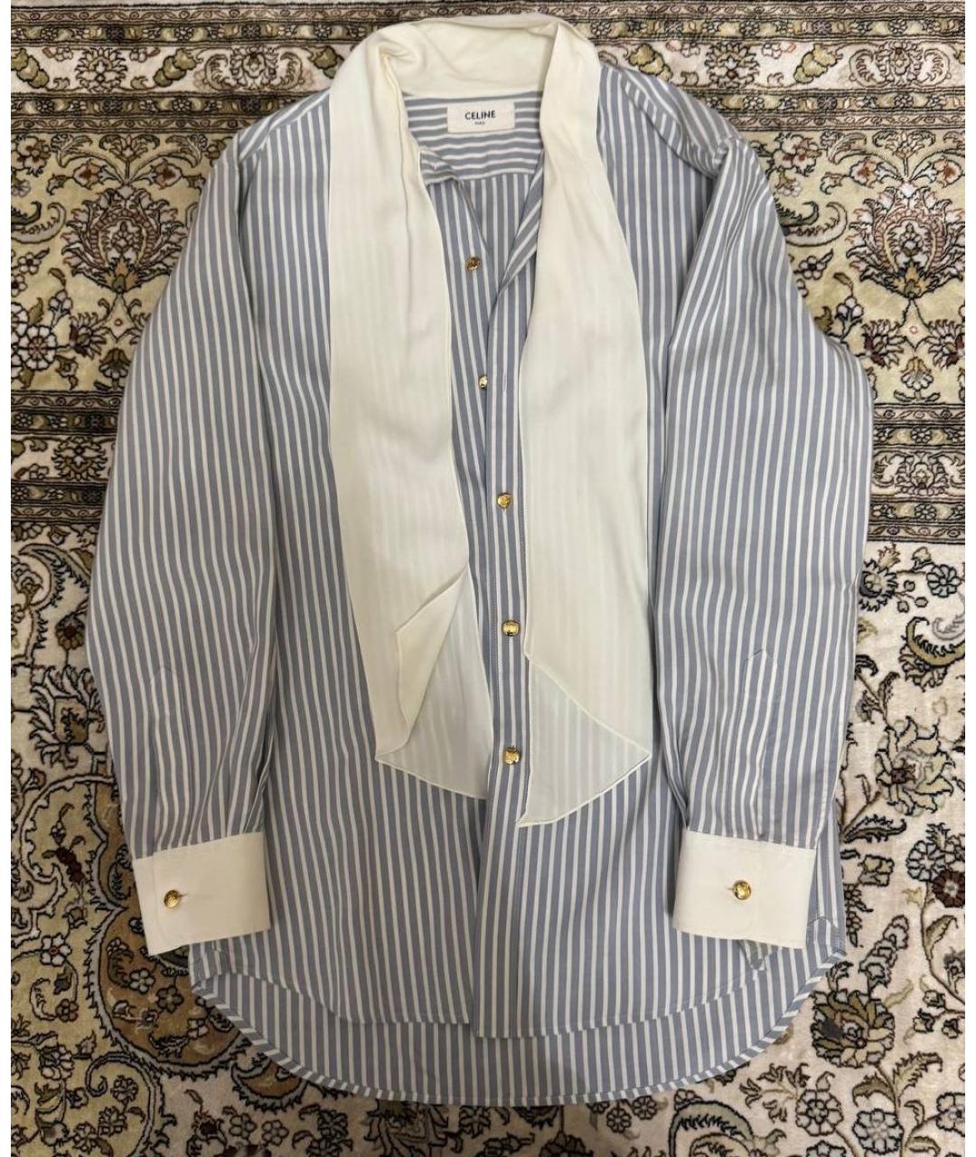 CELINE Голубая хлопковая рубашка, фото 4