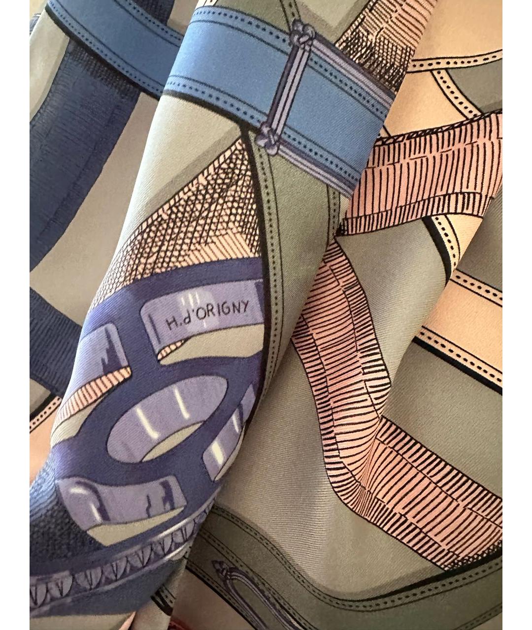 HERMES Мульти шелковый платок, фото 7