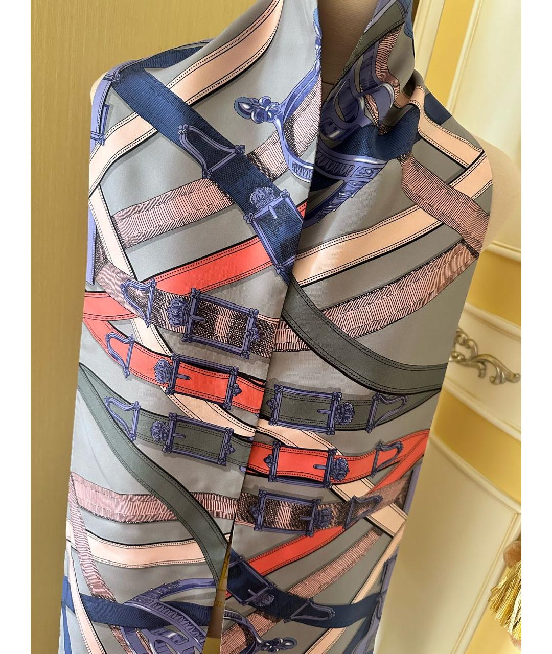 HERMES Мульти шелковый платок, фото 3