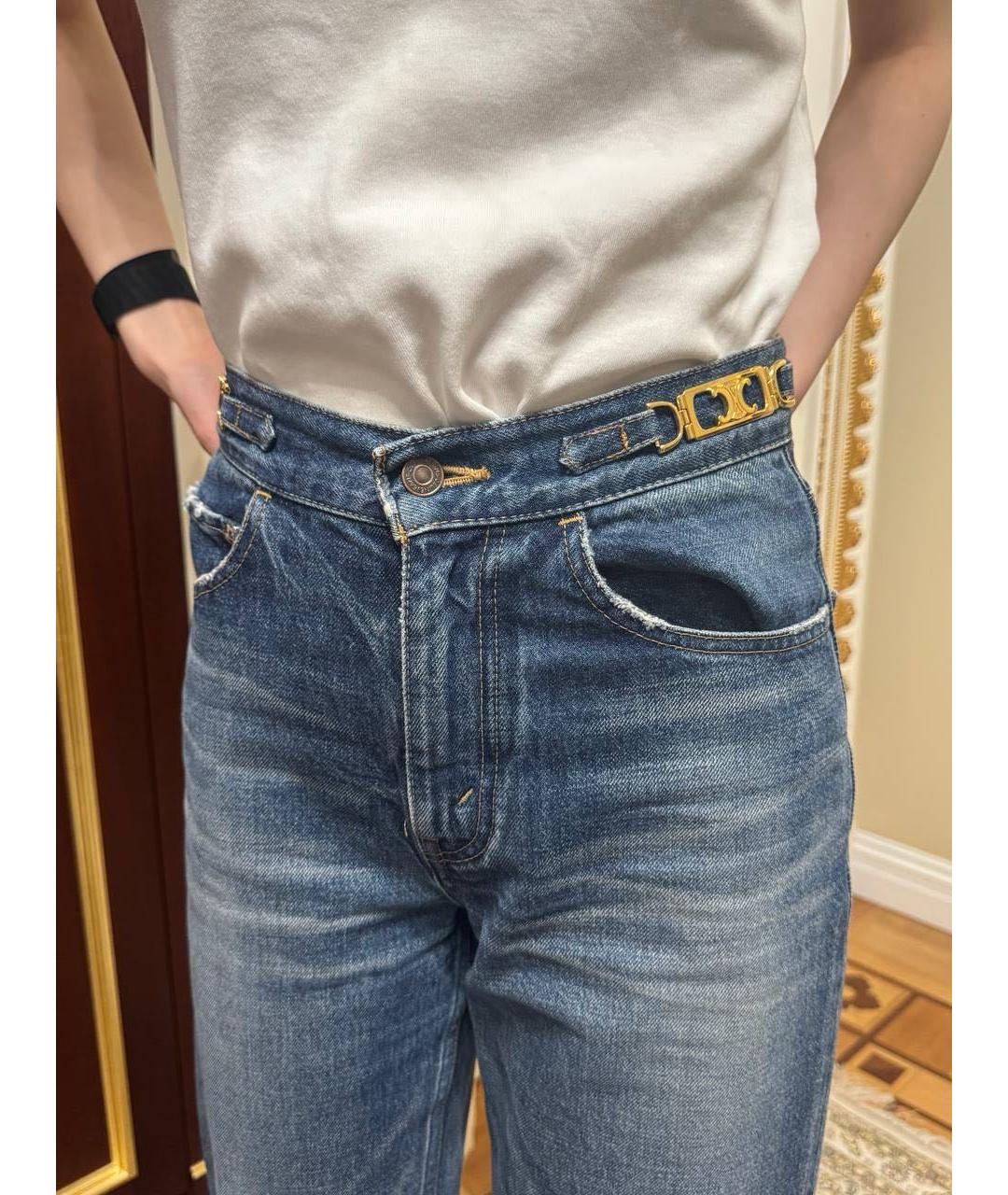 CELINE Синие хлопковые прямые джинсы, фото 3