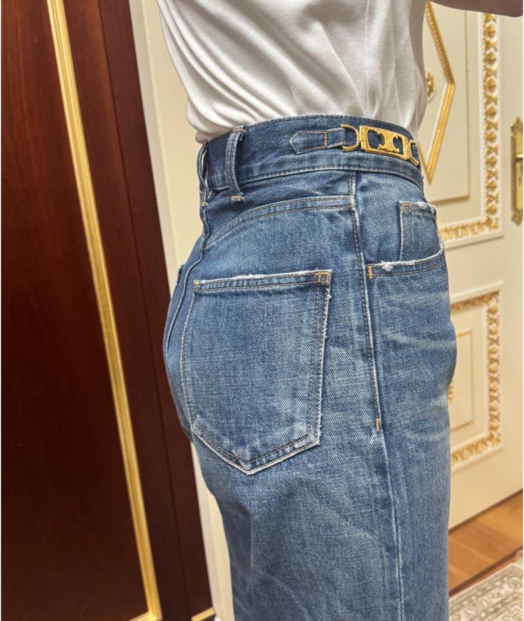 CELINE Синие хлопковые прямые джинсы, фото 4